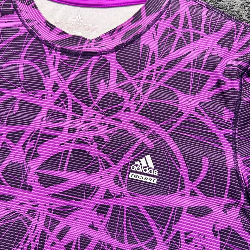 Adidas Techfit Climalite Compression Shirt Men's Medium Purple Long Sleeve